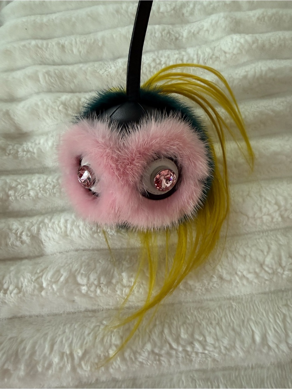 Fendi Pink Fur Crystal Monster charm